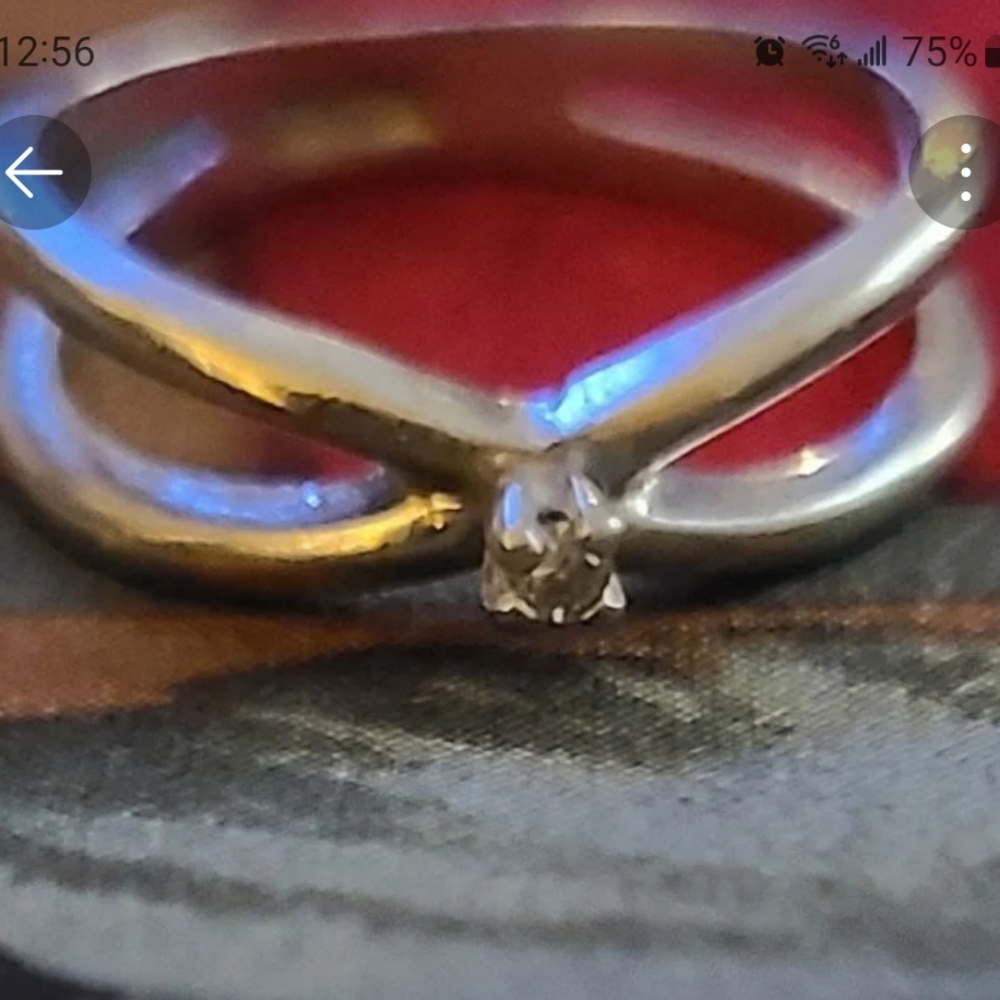 Vintage 10k White Gold Ring with Diamond Accent